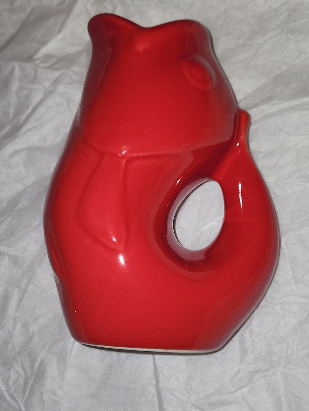 Glossy Red Ceramic Fish Gurgle Pot Pitcher/ Vase